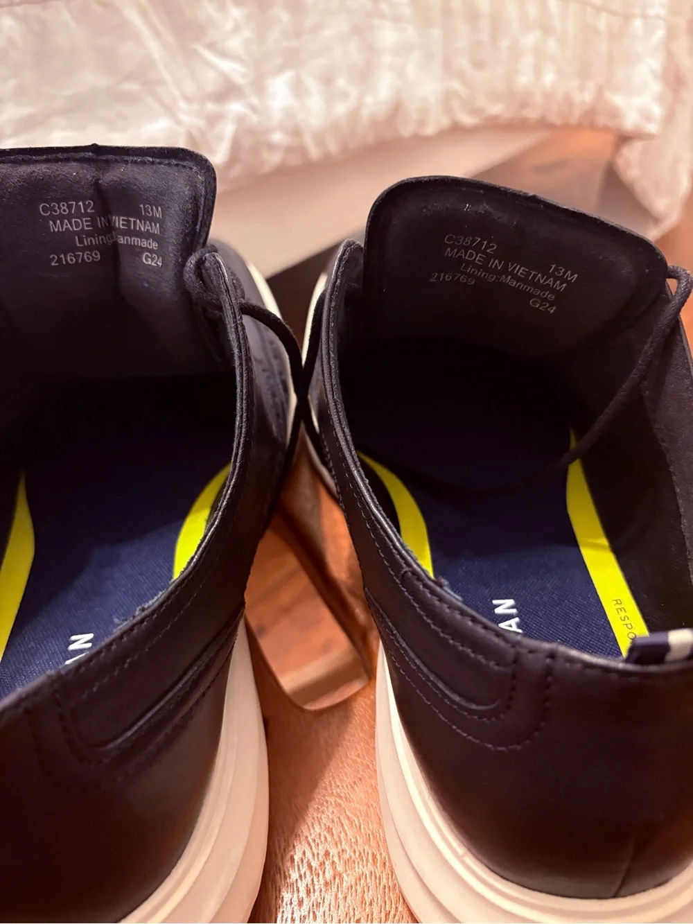 Cole Haan Black Leather Wingtip Derby with White Sole